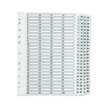 Q-Connect 1-100 Index Multi-Punched Reinforced Board Clear Tab A4 White KF97059