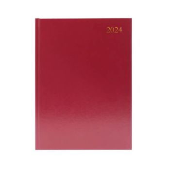 Desk Diary 2 Days Per Page A4 Burgundy 2024 KFA42BG24