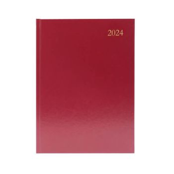 Desk Diary Day Per Page A5 Burgundy 2024 KFA51BG24