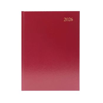 5 Star Desk Diary Day Per Page A5 Burgundy 2026 KFA51BG26
