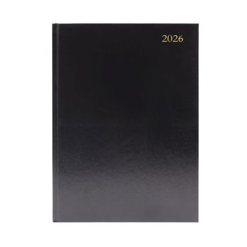 5 Star Desk Diary 2 Day Per Page A5 Black 2026 KFA52BK26