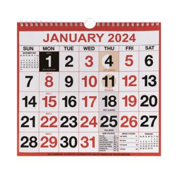 Wirebound Month To View Calendar 249x231mm 2024 KFYC2224