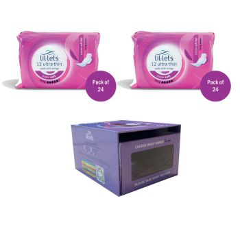 Lil-Lets Supersoft Sanitary Pads Long x12 Pack of 24 Buy 2 Get FOC Dispenser