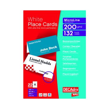 Decadry Perforated Place Cards 200gsm White (Pack of 132) DPOCB3713