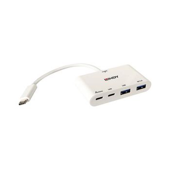 Lindy 4 Port USB 3.1 Gen 2 Typ C Hub with Power Delivery White 43093
