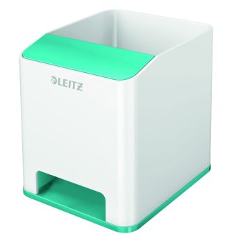 Leitz WOW Sound Pen Holder Dual Colour White/Ice Blue 53631051