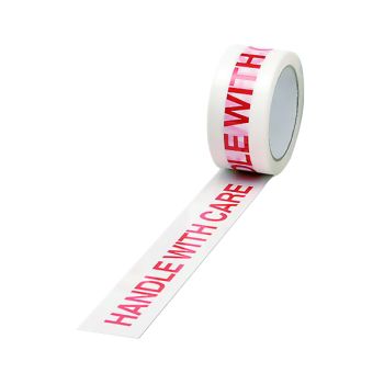 Polypropylene Tape Printed Handle With Care 50mmx66m White Red (Pack of 6) 70581500