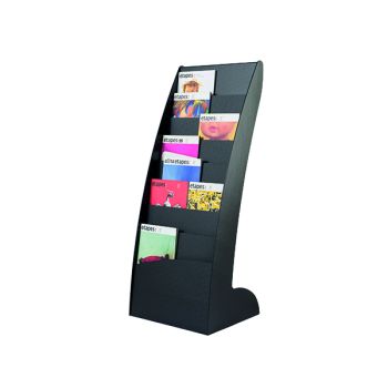 Fast Paper Black Curved Literature Display (Floor standing display with 8 compartments)  285.01