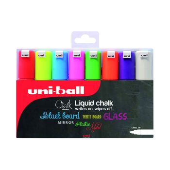 Uniball PWE-8K Chalk Marker Chisel Broad Assorted (Pack of 8) 153494343
