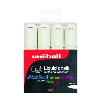Uniball PWE-8K Chalk Marker Chisel Broad White (Pack of 4) 153494344