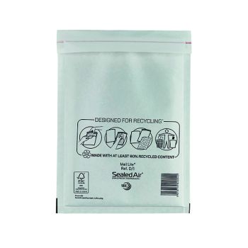 Mail Lite Bubble Lined Postal Bag Size D/1 180x260mm White (Pack of 100) MLW D/1 - DISCONTINUED