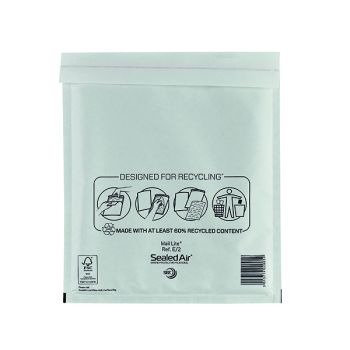 Mail Lite Bubble Lined Postal Bag Size E/2 220x260mm White  (Pack of 100) MLW E/2