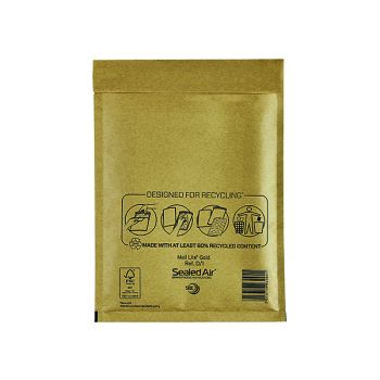 Mail Lite Bubble Lined Postal Bag Size D/1 180x260mm Gold (Pack of 100) MLGD/1 - DISCONTINUED
