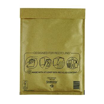 Mail Lite Bubble Lined Postal Bag Size G/4 240x330mm Gold (Pack of 50) MLGG/4 - DISCONTINUED