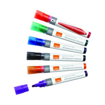 Nobo Liquid Ink Drywipe Marker Assorted (Pack of 6) 1901077