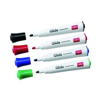 Nobo Glide Drywipe Marker Medium Assorted (Pack of 4) 1902096