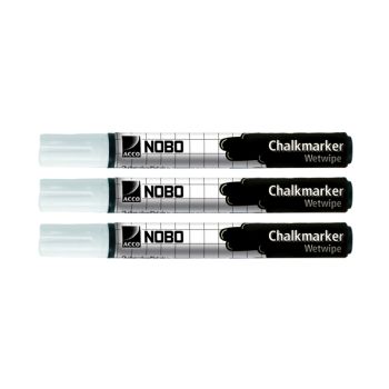 Nobo Chalk Marker White (Pack of 3) 34438398