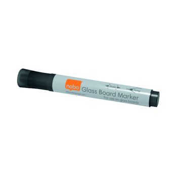 Nobo Glass Whiteboard Marker Black (Pack of 4) 1905322