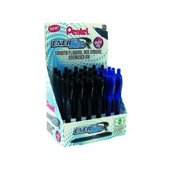 Pentel EnerGel X Retractable Liquid Gel Pens Assorted Display (Pack of 24) BL107/2D