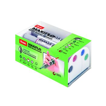 Pentel Maxiflo Whiteboard Marker with Magnetic Eraser MWL5M/MAG/4-M