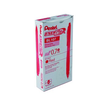 Pentel EnerGel X Retractable Gel Pen Medium Red (Pack of 12) BL107/14-B