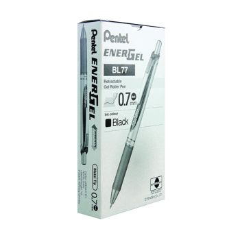 Pentel EnerGel Xm Retractable Gel Pen Medium Black (Pack of 12) BL77-A