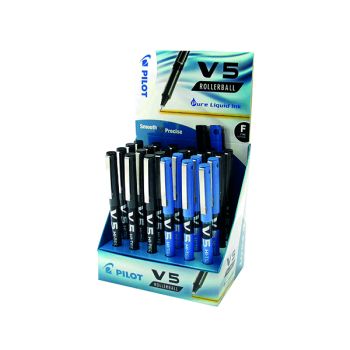 Pilot V5 Hi-Tecpoint Rollerball Display Blk/Blu (Pack of 24) 100502400