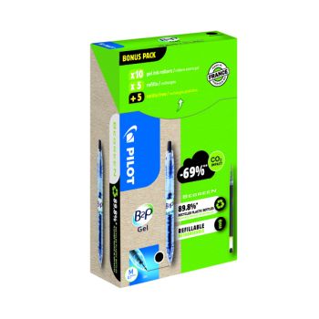 Pilot B2P 10 Gel Ink Rollerball Pens 10 Refills Medium Tip Black (Pack of 20) WLT556190