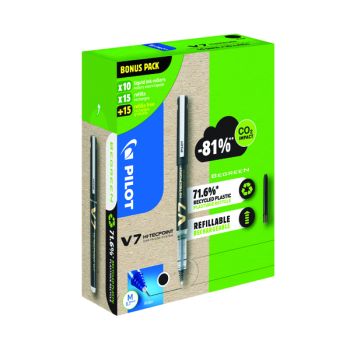Pilot V7 10 Liquid Ink Rollerball Pens 30 Refills Medium Tip Black (Pack of 40) WLT556251