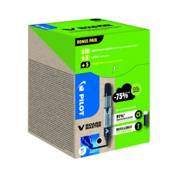 Pilot V Board Master 10 Drywipe Markers 10 Refills Medium Tip Black (Pack of 20) WLT556275