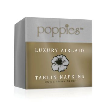 Poppies Tablin Napkins 8 Fold 40cm Grey (Pack of 500) 4048GR