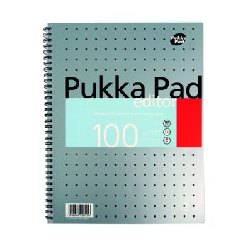Pukka Pad Ruled Metallic Wirebound Editor Notepad 100 Pages A4 (Pack of 3) EM003