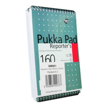 Pukka Pad Wirebound Metallic Reporter's Shorthand Notebook 160 Pages 205x140mm (Pack of 3) NM001