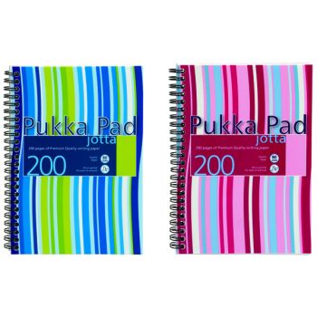 Pukka Pad Stripes Polypropylene Wirebound Jotta Notebook 200 Pages A5 Blue/Pink (Pack of 3) JP021