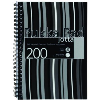 Pukka Pad Stripes Polypropylene Wirebound Jotta Notebook 200 Pages A5 Black (Pack of 3) JP021
