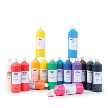Ready Mixed Paint Set 1 Litre Assorted (Pack of 16) AD48608