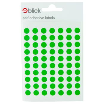 Blick Coloured Labels in Bags Round 8mm Dia 490 Per Bag Green (Pack of 9800) RS002659