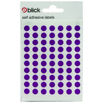 Blick Coloured Labels in Bags Round 8mm Dia 490 Per Bag Purple (Pack of 9800) RS003052