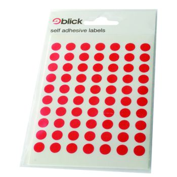 Blick Coloured Labels in Bags Round 8mm Dia 490 Per Bag Red (Pack of 9800) RS003250