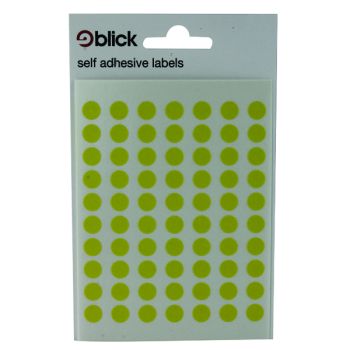 Blick Coloured Labels in Bags Round 8mm Dia 490 Per Bag Yellow (Pack of 9800) RS003458