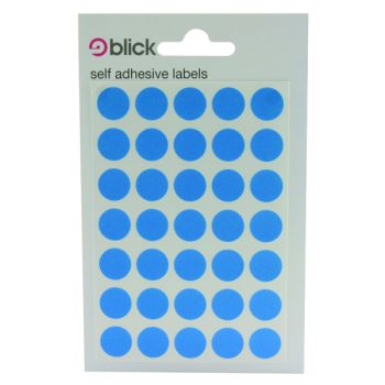 Blick Coloured Labels in Bags Round 13mm Dia 140 Per Bag Blue (Pack of 2800) RS003953