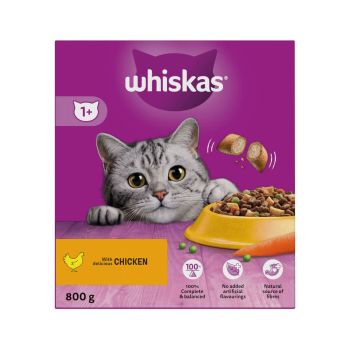 Whiskas 1+ Cat Complete Dry with Chicken 800g (Pack of 5) 481359