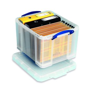 Really Useful 35L Plastic Storage Box With Lid W480xD390xH310mm Clear 35C