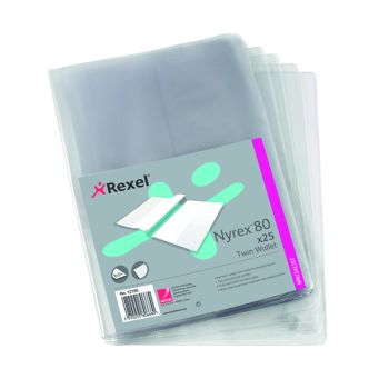 Rexel Nyrex Twin Wallet A4 Clear (Pack of 25) 12195