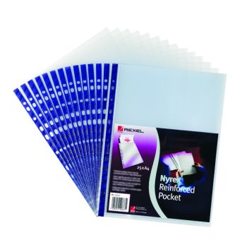 Rexel Quality Pocket A4 Blue Spine Embossed (Pack of 25) 12233