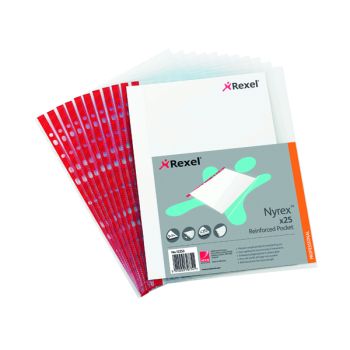 Rexel Quality Pocket A4 Red Spine Left Opening Embossed (Pack of 25) 12253