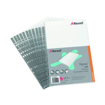 Rexel Nyrex Premium Pocket A4 Grey Spine Glass Clear (Pack of 50) 2001018
