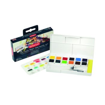 Derwent Inktense Paint 12 Pan Palette Travel Set Assorted 2302636
