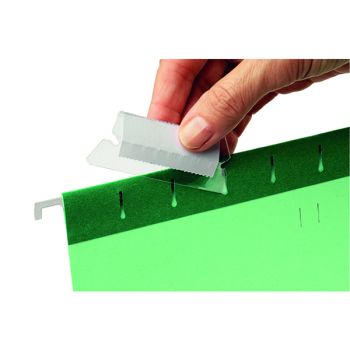 Rexel 50mm Suspension File Tabs with Labels Clear (Pack of 25) 2115596