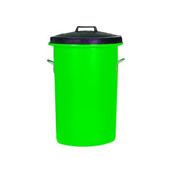 Heavy Duty Coloured Dustbin 85 Litre Green (2 handles on base and 1 on lid for easy handling) 311965